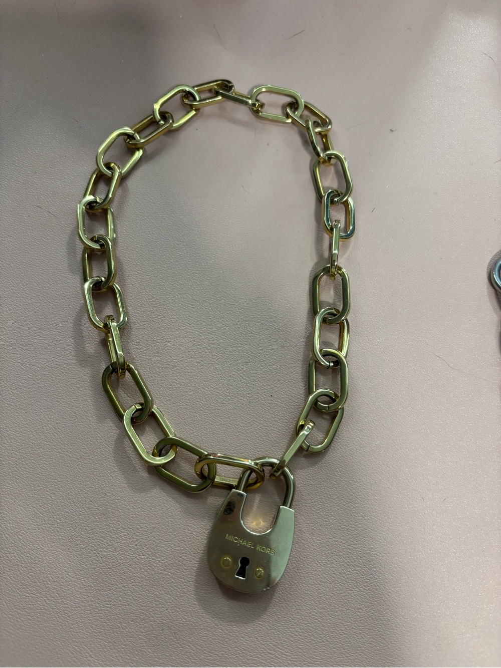 Michael Kors Gold Padlock Link Necklace